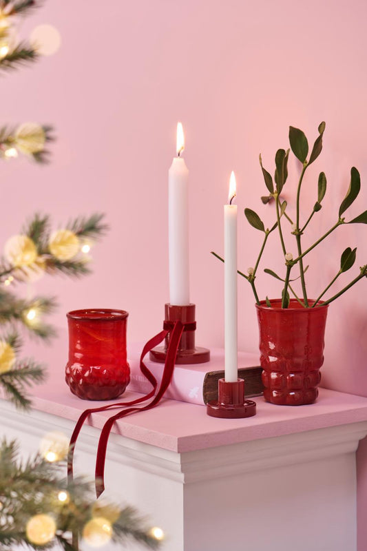 Ib Laursen Kerzenhalter Glas rot