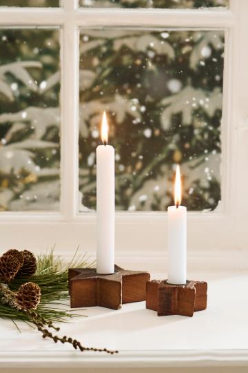 Kerzenhalter f/2,2 cm Kerze Stern UNIKA Holz