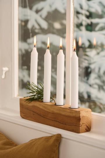 Ib Laursen Kerzenhalter für 4 Kerzen Holzblock UNIKA