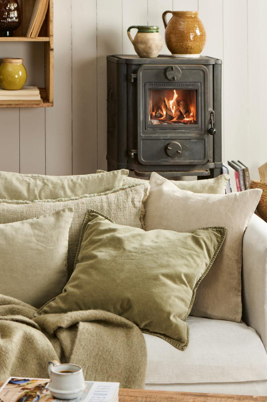 Ib Laursen Kissenbezug Velours eucalyptus green