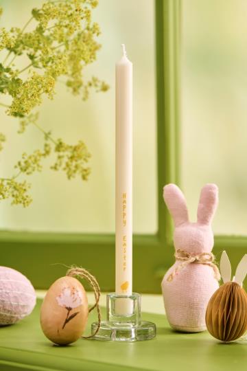 Ib Laursen Dünne hohe Kerze m/Happy Easter Stearin Ø:1,3
