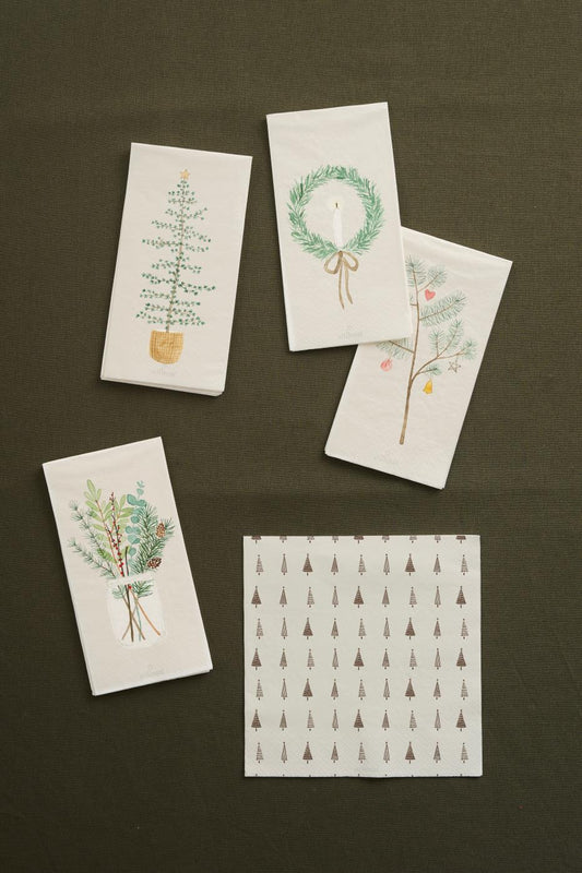 Ib Laursen Serviette Weihnachtsstrauß in Glasvase 16 Stck/Pck