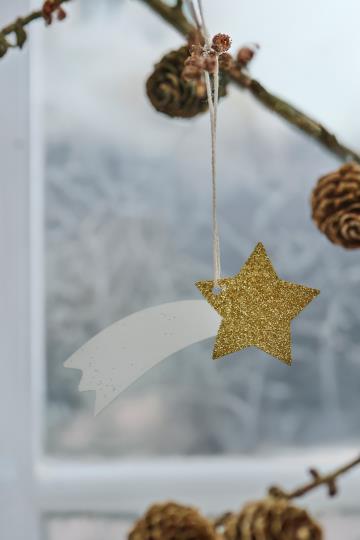 Ib Laursen Scherenschnitt Sternschnuppe mit Goldglitter