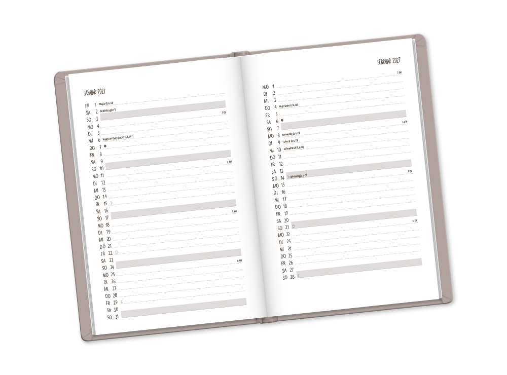 Terminplaner Lederlook 2027 Taupe