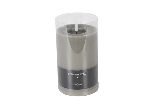 LED Kerze Stumpen Rustikal Ø10CM rd M grau
