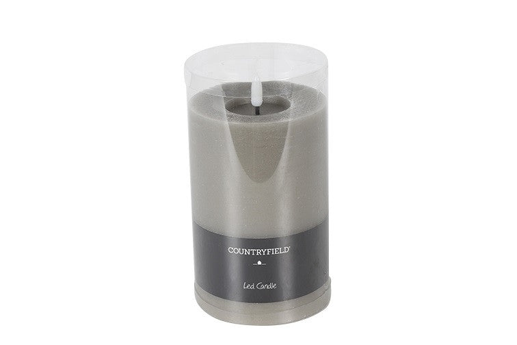 LED Kerze Stumpen Rustikal Ø10CM rd M grau