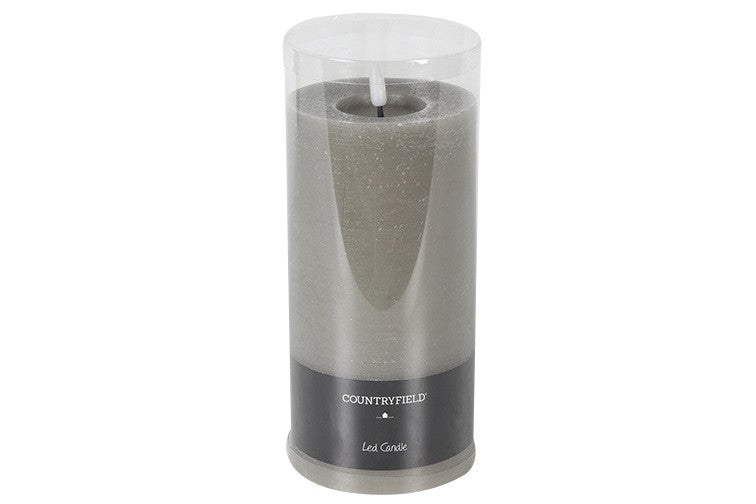 LED Kerze Stumpen Rustikal Ø10CM rd L grau