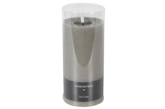 LED Kerze Stumpen Rustikal Ø10CM rd L grau