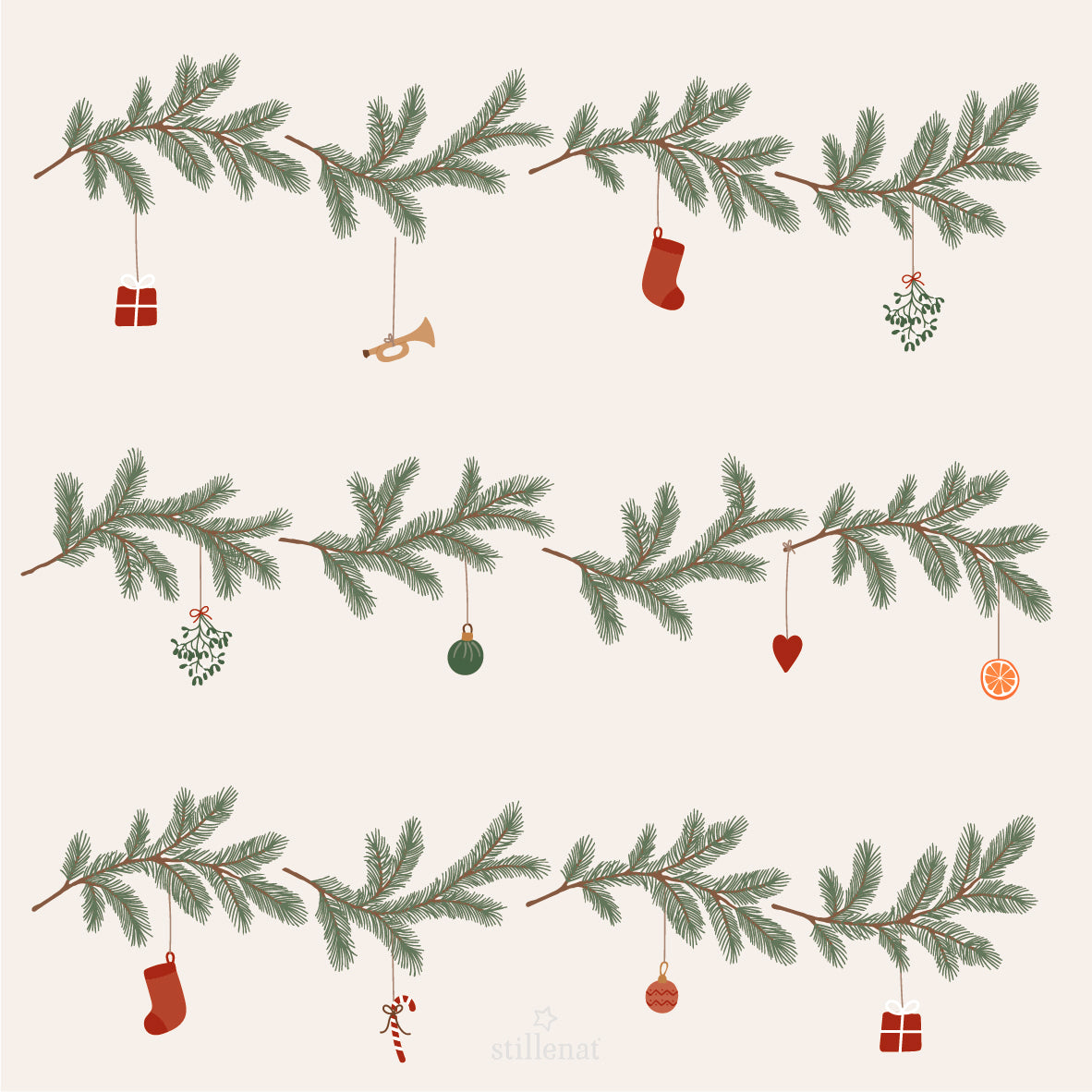 Ib Laursen Papierserviette Weihnachtsgirlanden My Nostalgic Christmas