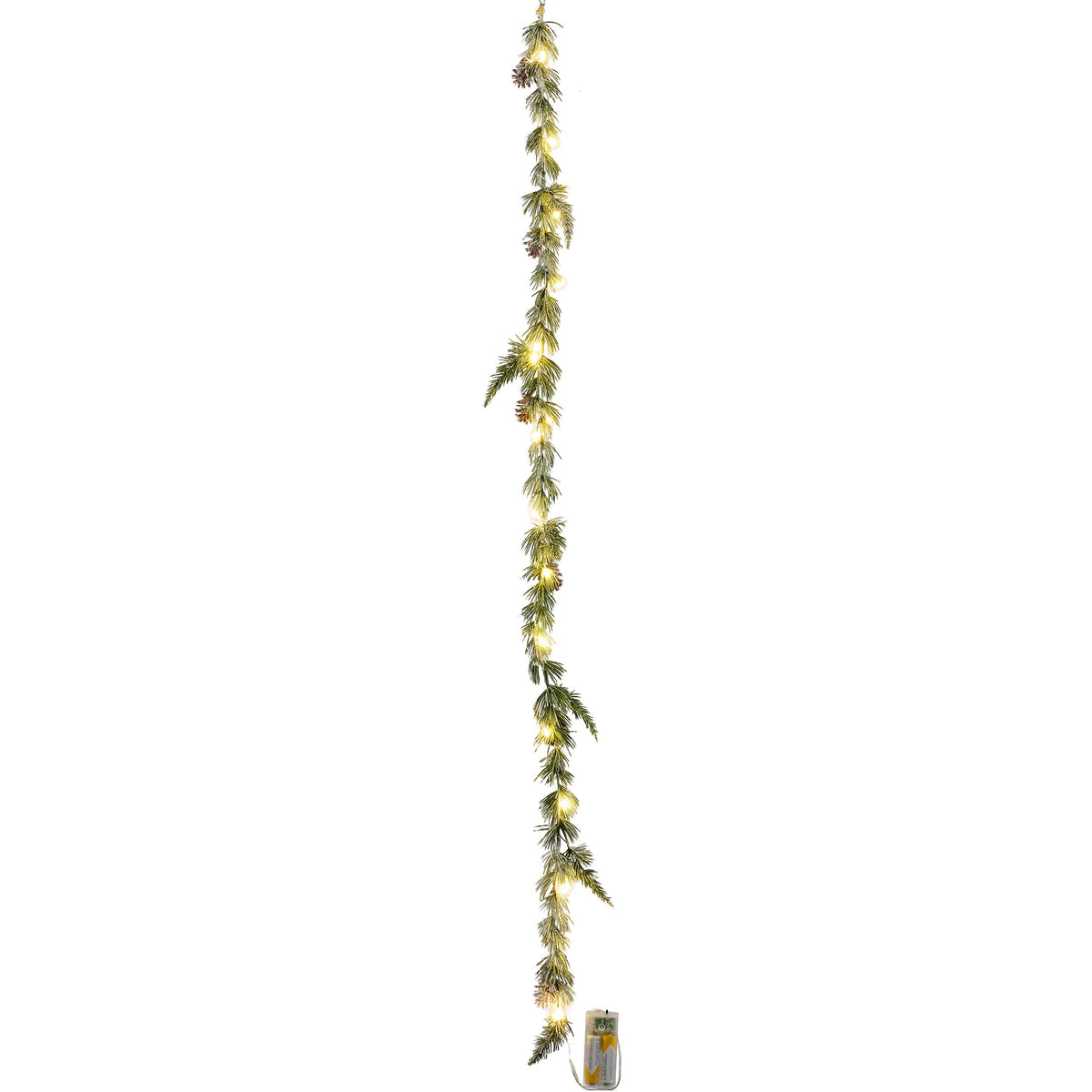 Zederngirlande mit Zapfen, 20 LED, Timer, Batteriebox, 110cm