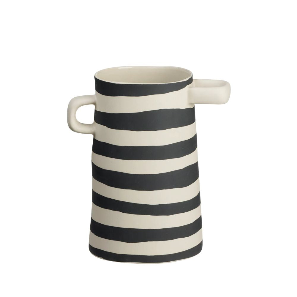 ASA Vase schwarz gestreift Steinzeug 17 cm