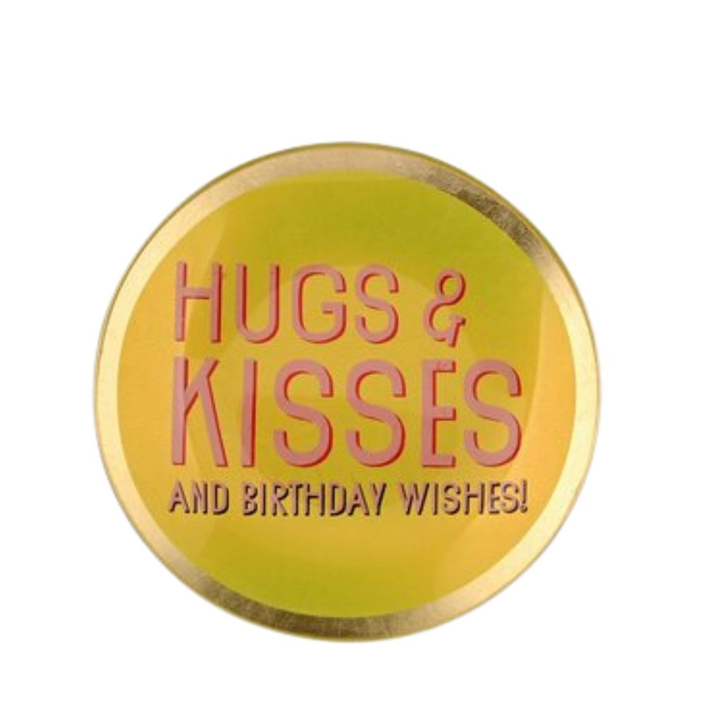 GiftCompany Love Plates, Glasteller S, Hugs & Kisses, rund, gelb