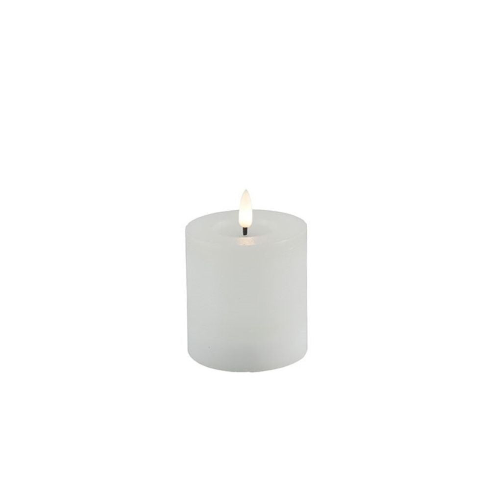 Stumpenkerze Rustikal Weiß