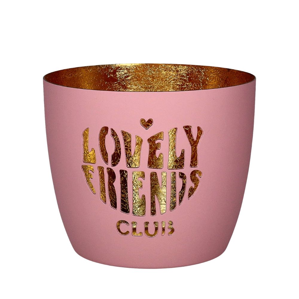 Madras Windlicht Lovely Friends rosa/ Gold