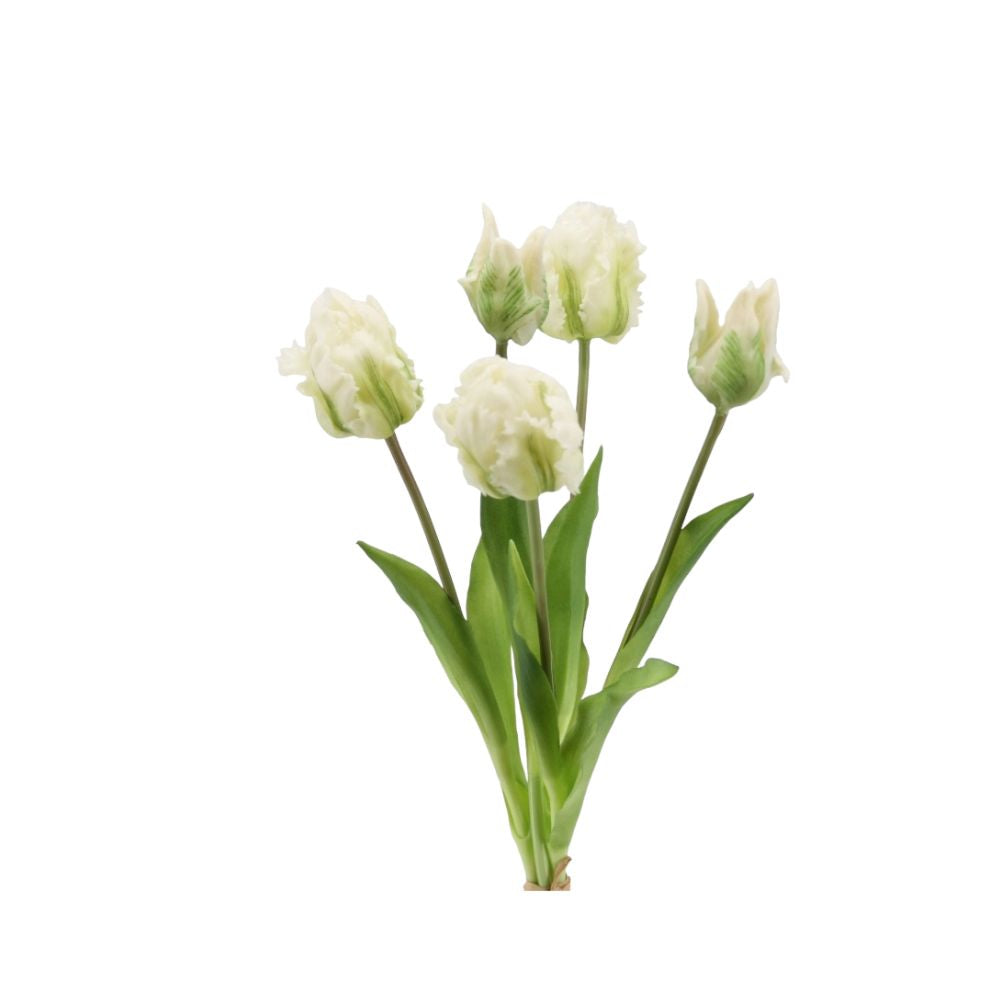 Papageien Tulpen weiß Soft Touch 5er Bund 40 cm. Kunsttulpen. Das Wohngut