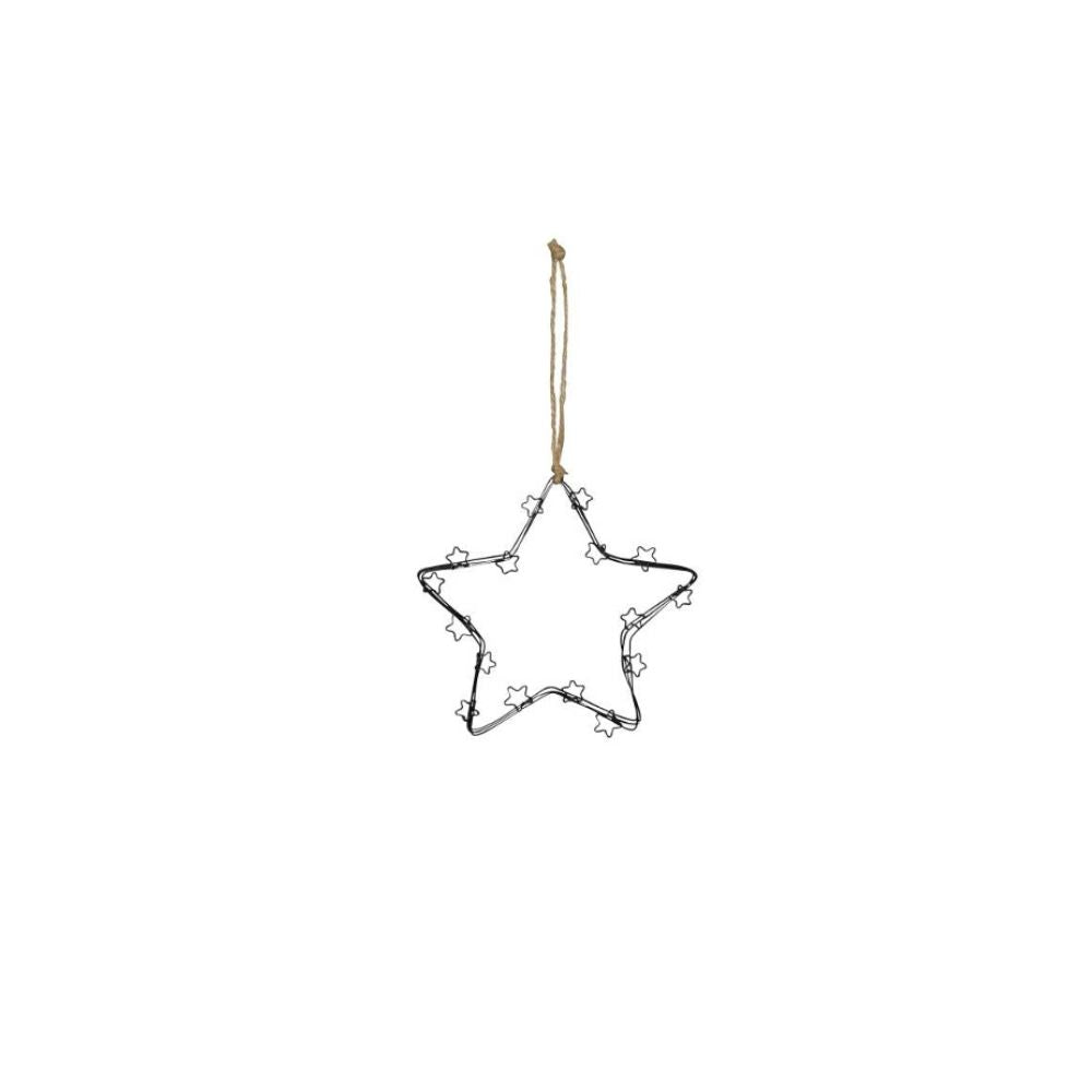 Metallstern Schwarz mit kleinen Sternen 15,5cm – zum Aufhängen – Das Wohngut