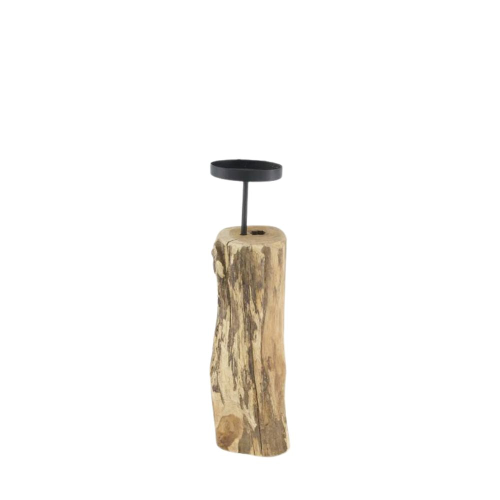 Teak Holz Kerzenhalter klein