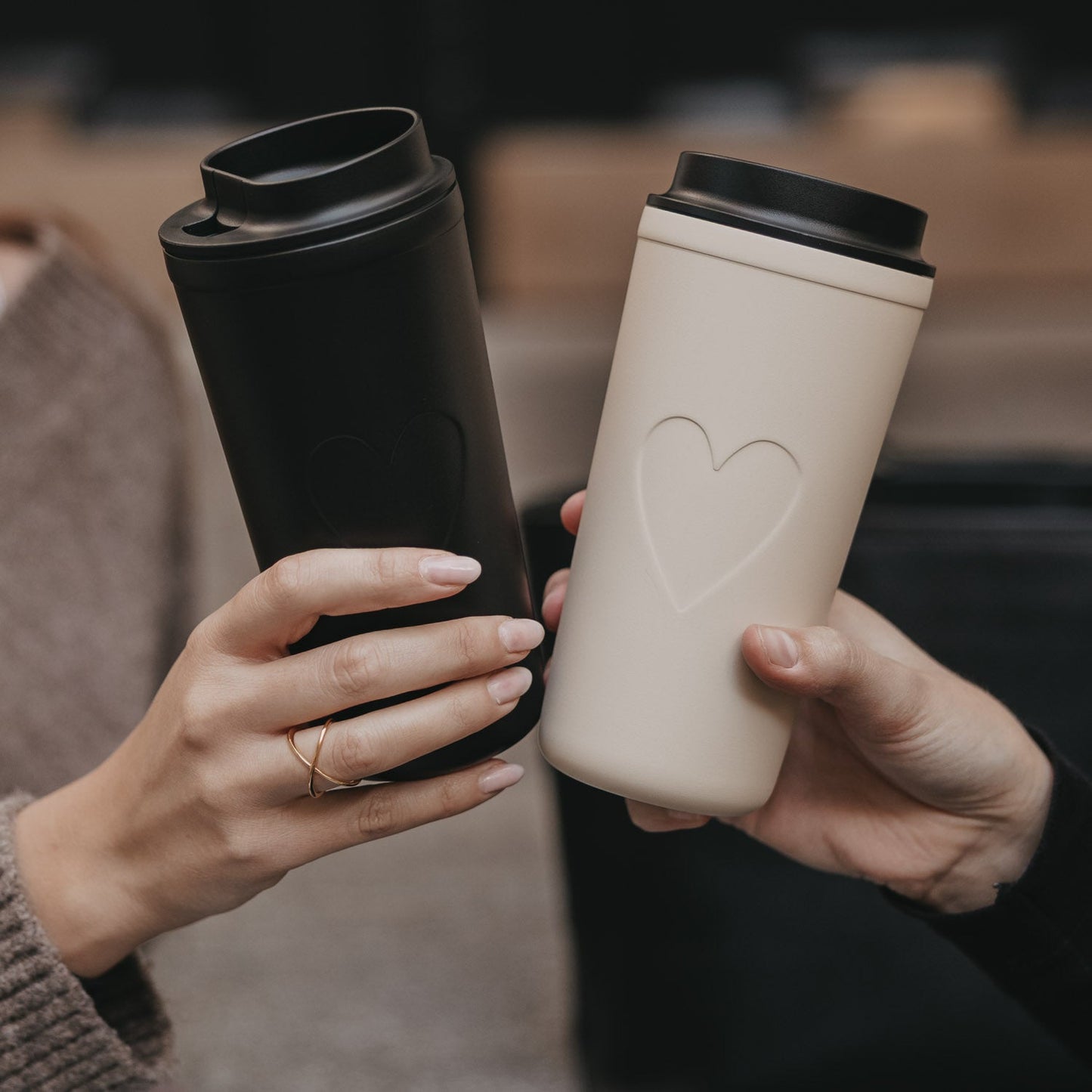 Eulenschnitt To Go Becher Herz Creme