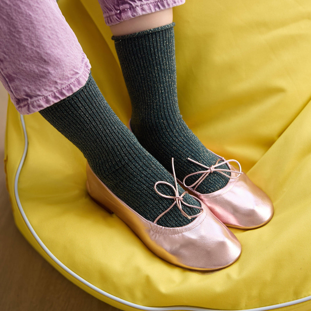 KLUE Glitzer-Lurex-Socken aus umweltfreundlichem Lyocell | Grün