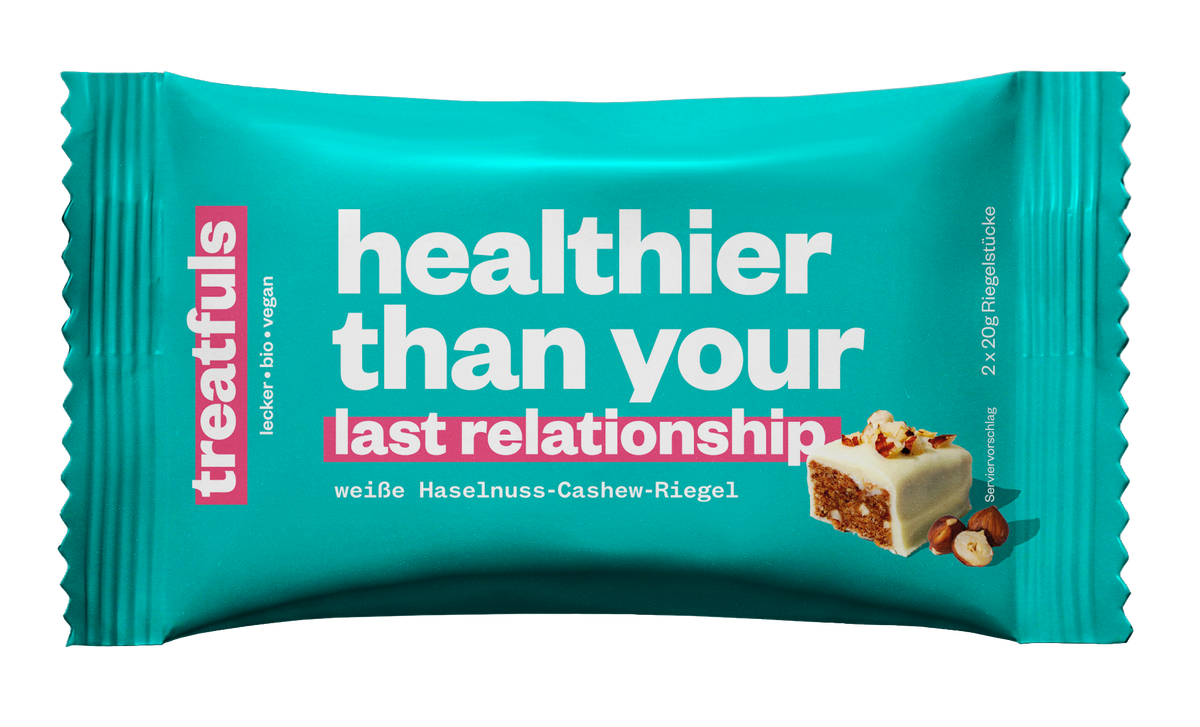 Weiße Schoko crunchy Haselnuss Riegel bio+vegan+glutenfrei