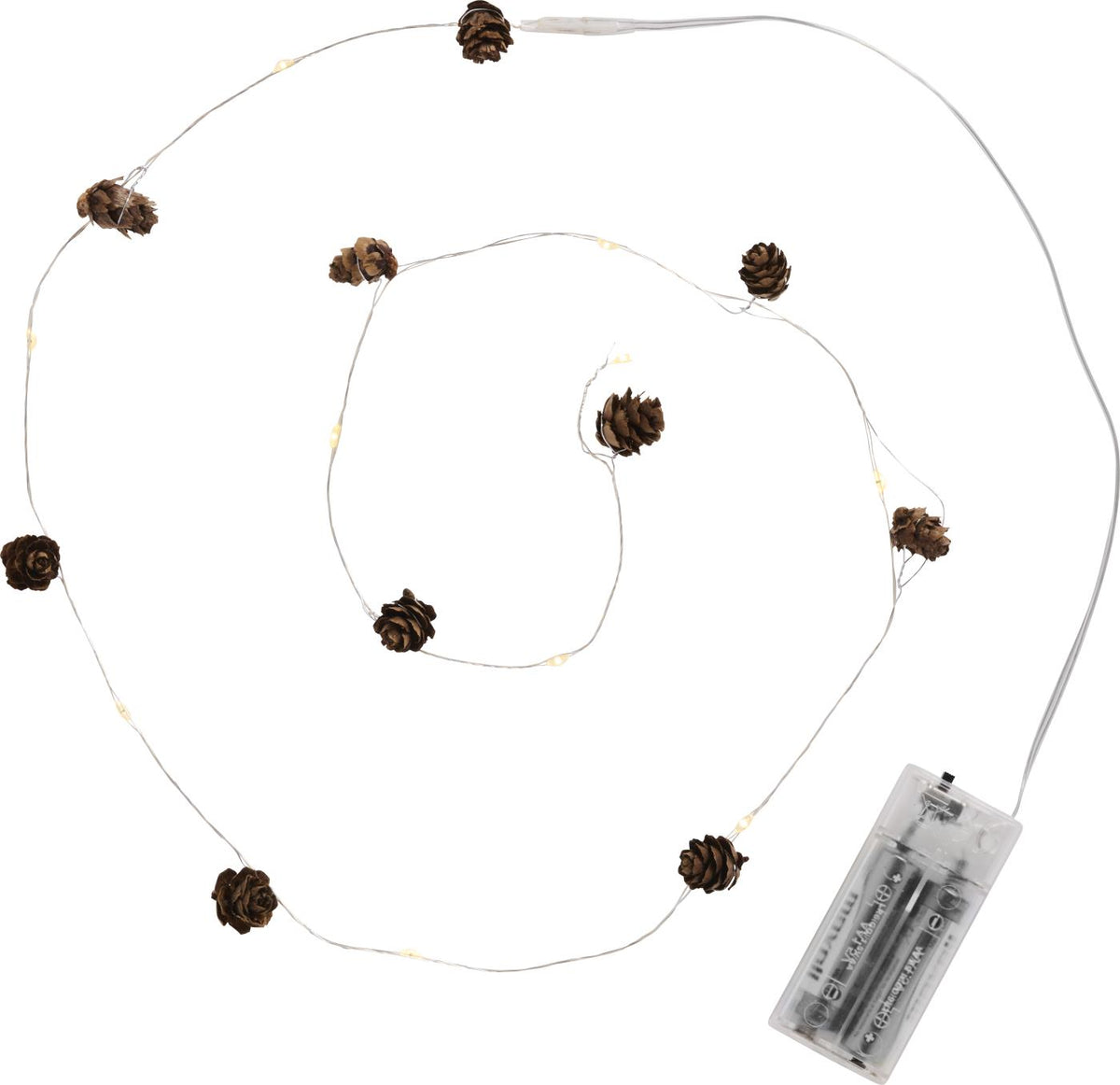 Ib Laursen Lichterkette mit 10 LED-Lichtern und Zapfen