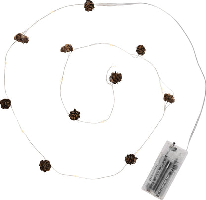 Ib Laursen Lichterkette mit 10 LED-Lichtern und Zapfen