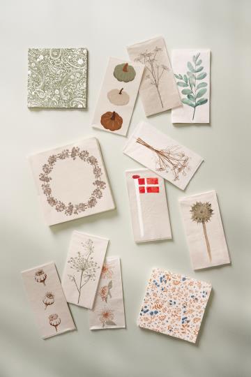 Ib Laursen Serviette 10x20 cm beige m/brauner Doldenblume 16 Stck/Pck