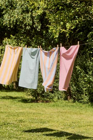 Geschirrtuch Linus m/ mustard und hellrosa breiten Streifen
