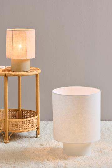 Ib Laursen Tischlampe groß m/weißem Zementfuß, Papierschirm, Leitung m/Schalter