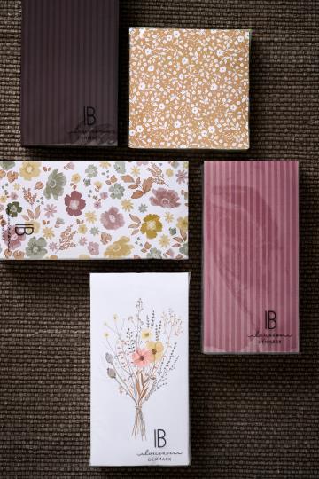 Ib Laursen Serviette 10x20 cm Ton in Ton burned rose Streifen 16 Stck/Pck