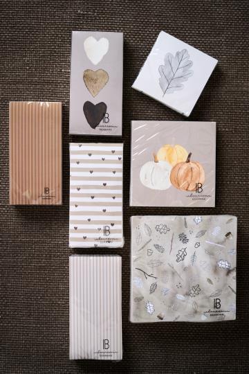 IB Laursen Serviette 10x20 cm Ton in Ton beige Streifen 16 Stck/Pck