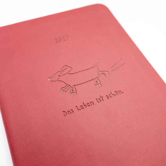 Terminplaner Lederlook 2027 Rot