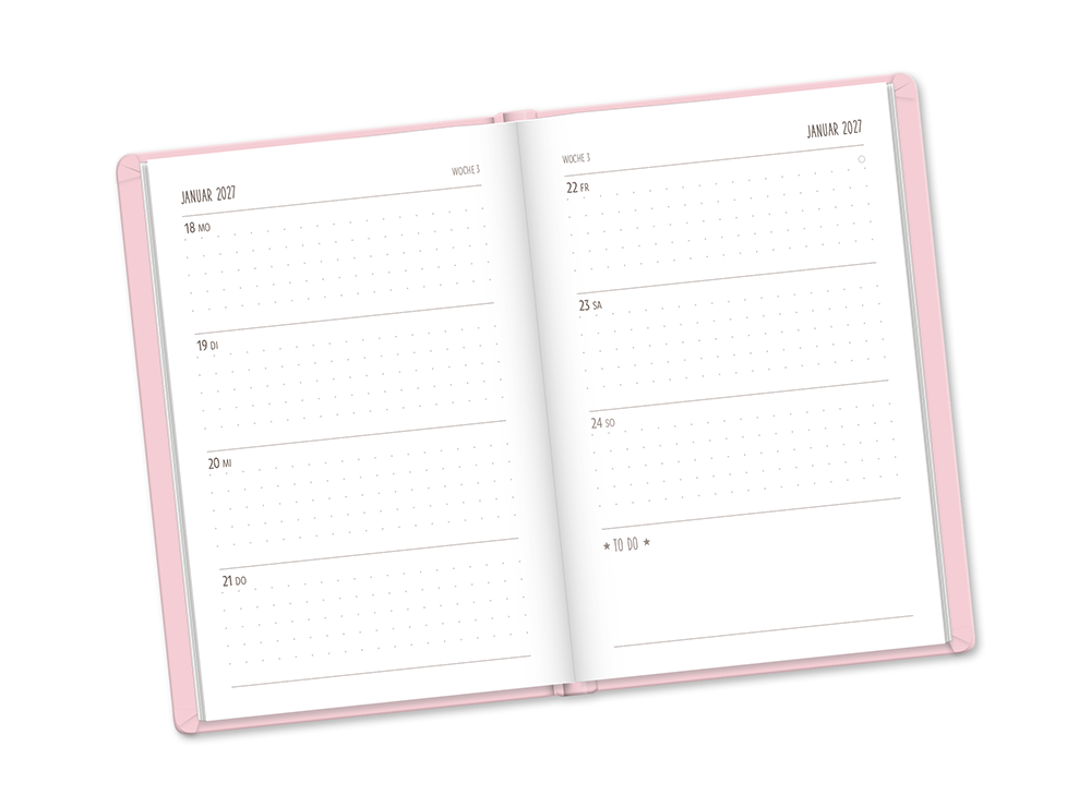 Terminplaner Lederlook 2027 Rosa