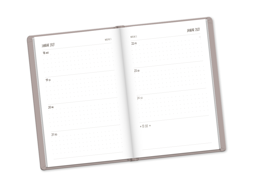 Terminplaner Lederlook 2027 Taupe