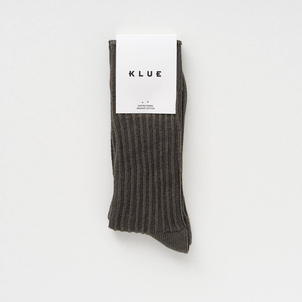 KLUE Bio-Baumwolle Solide Gestrickte Streifen Socken | Khaki: 41-46