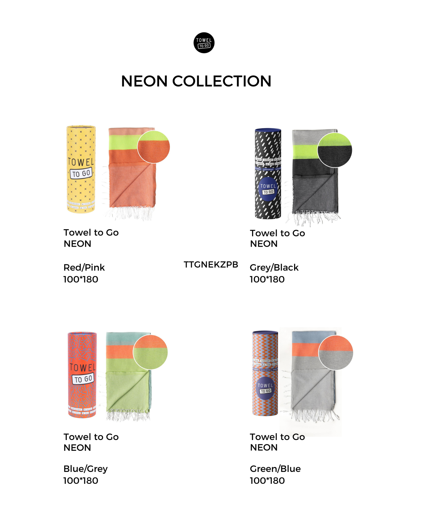 NEON Strandtuch aus recycelter Baumwolle mit Geschenkbox, Blau/Grün