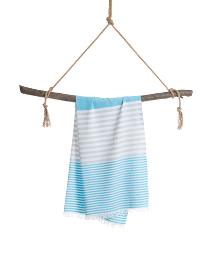 BALI Strandtuch, Hamamtuch in Geschenkbox, Blau/Grau