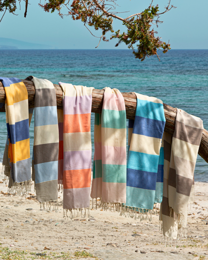 PALERMO Strand-Hamam-Tuch mit Geschenkbox | Beige-Braun