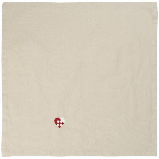 Ib Laursen Stoffserviette Tradition mit Flechtherz leinenfarbig