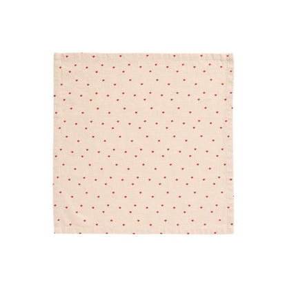 Stoffserviette Valentin natur m/roten Herzen