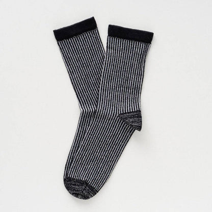 KLUE Glitter Lurex Socken aus umweltfreundlichem Lyocell | Streifen Schwarz