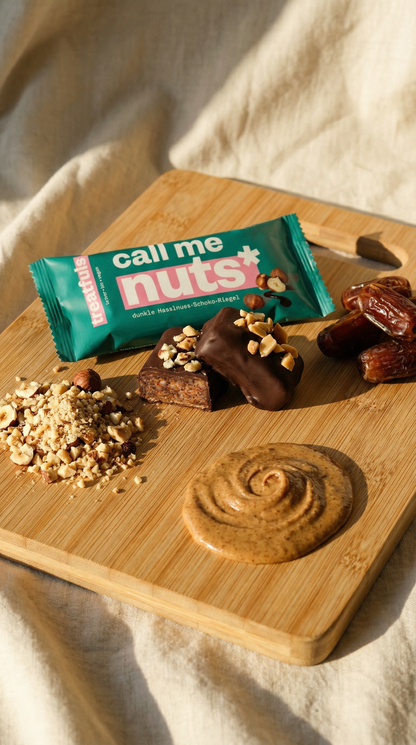 Dunkle Schoko-Haselnuss Riegel bio + vegan + glutenfrei