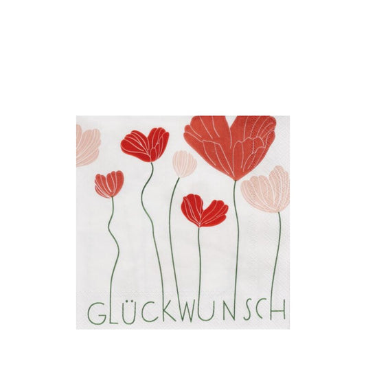 Cocktailserviette , Herzblüten Glückwunsch
