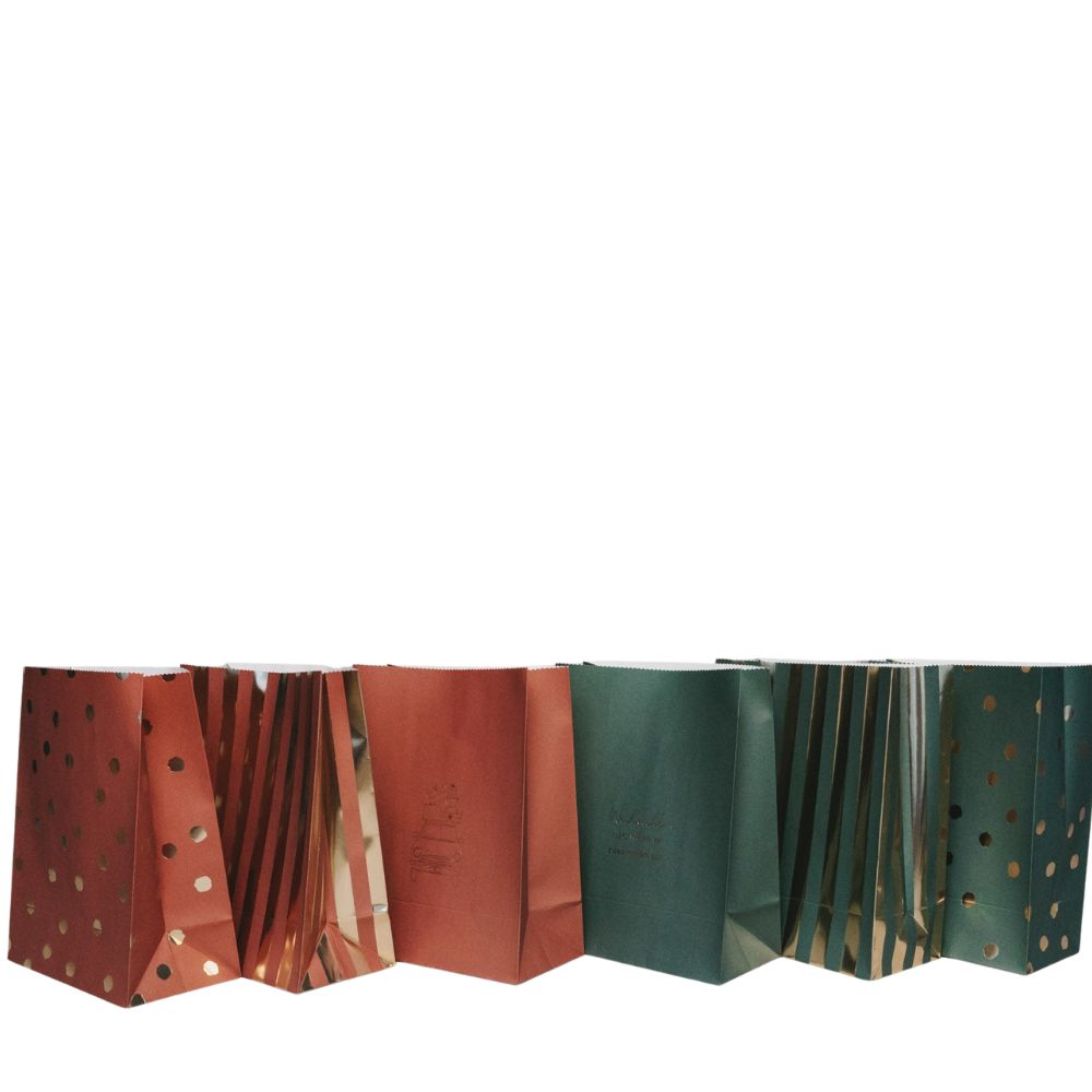 Eulenschnitt Papiertüten Weihnachten M im 6er Set