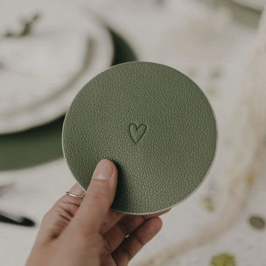 Eulenschnitt Wendbare Untersetzer Herz 2er Set Grün