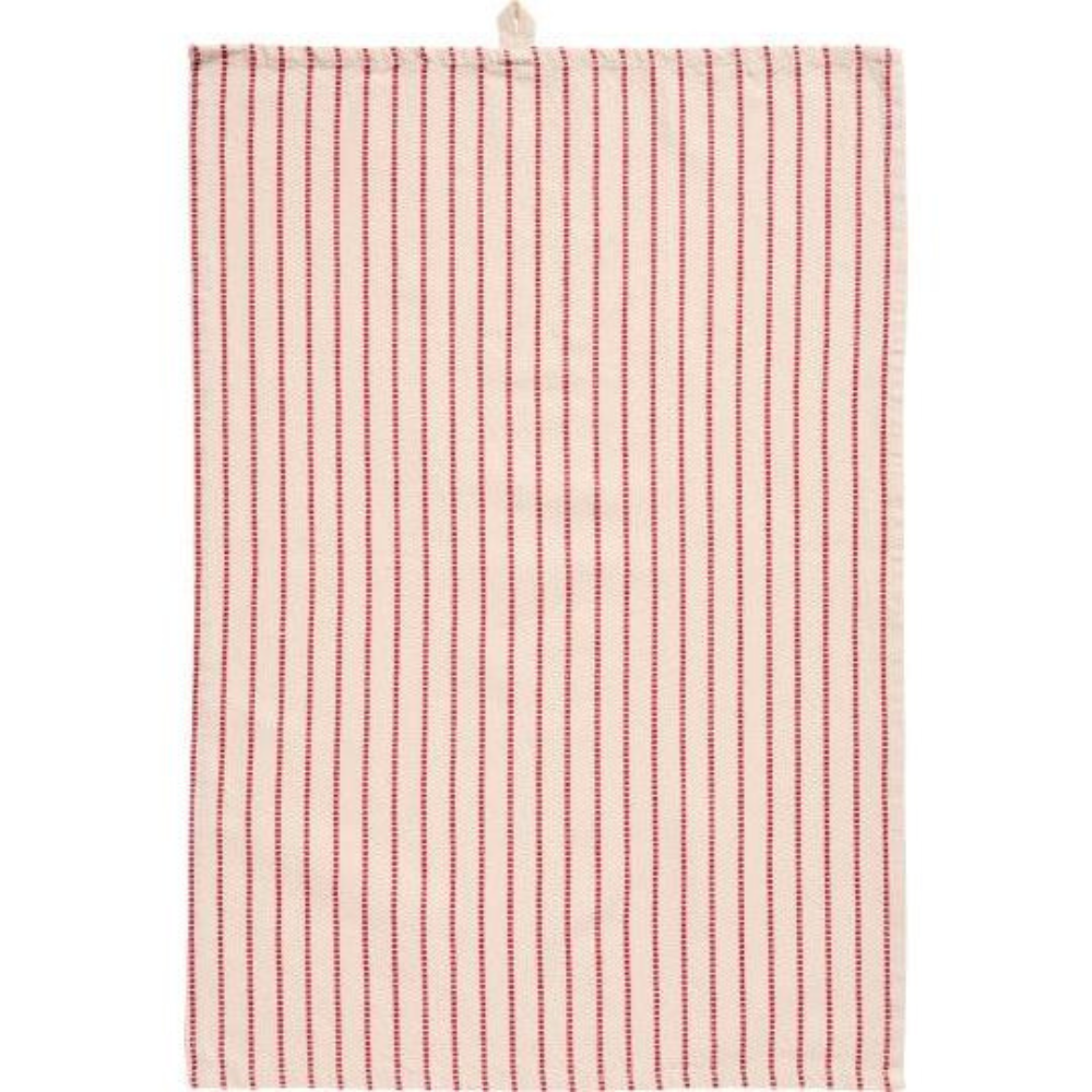 Geschirrtuch Holly natur m/roten eingewebten Streifen