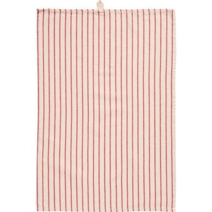 Geschirrtuch Holly natur m/roten eingewebten Streifen