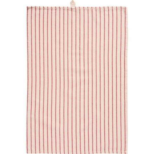 Geschirrtuch Holly natur m/roten eingewebten Streifen