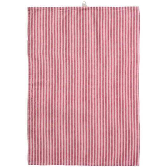 Geschirrtuch Linea m/ hellrosa und Himbeerfarbigen Streifen