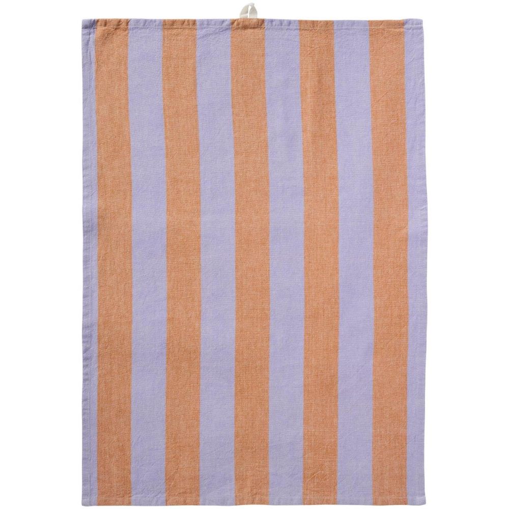 Geschirrtuch Linea m/ lila und rustikbraunen Streifen